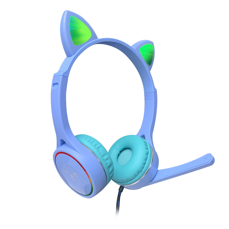 OEM Cat Ear Wireless Foldable bluetooth Headphones With RGB Light Microphone